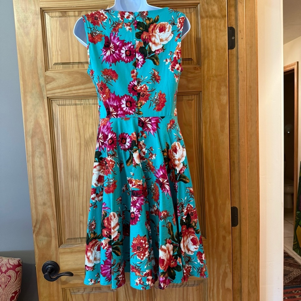 Grace Karin Floral Dress - Teal fit and flare sz medium - Picture 4 of 10
